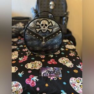 Rebels Ride Skull Crossbody Oval Bag